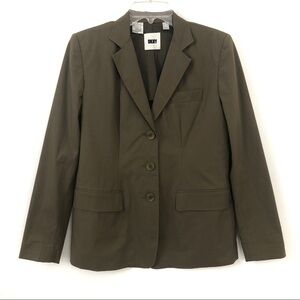 DKNY Sz 4 Cotton Blend Green Career Jacket Blazer